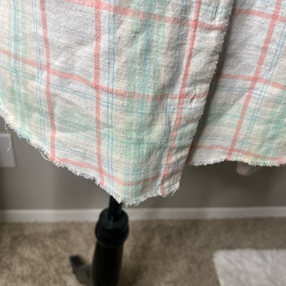 Free people pastel raw hem plaid button down shirt - Picture 5 of 11
